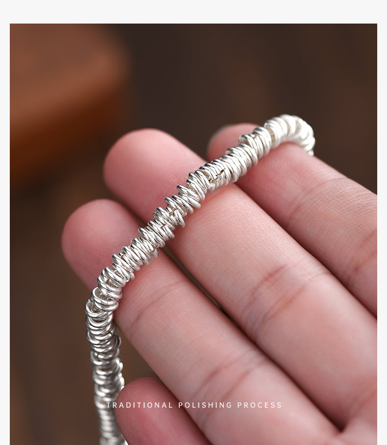 Buddha3bodhi Silver Nugget Braided 925 Silver Bracelet