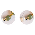 Fortune Jewel 14K Gold Plated Natural Pearl Hetian Cyan Jade White Jade Sincerity Bead Chain Bracelet