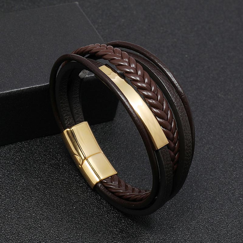 Fortune Jewel Simple Design Titanium Steel Leather Luck Bracelet