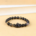 Fortune Jewel Gold Sheen Obsidian Black Obsidian Silver Sheen Obsidian Cute Rabbit Protection Bracelet