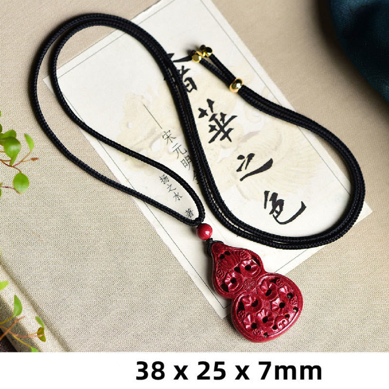Fortune Jewel Laughing Buddha Yin Yang Chinese Zodiac Gourd Natural Cinnabar Blessing Necklace Pendant