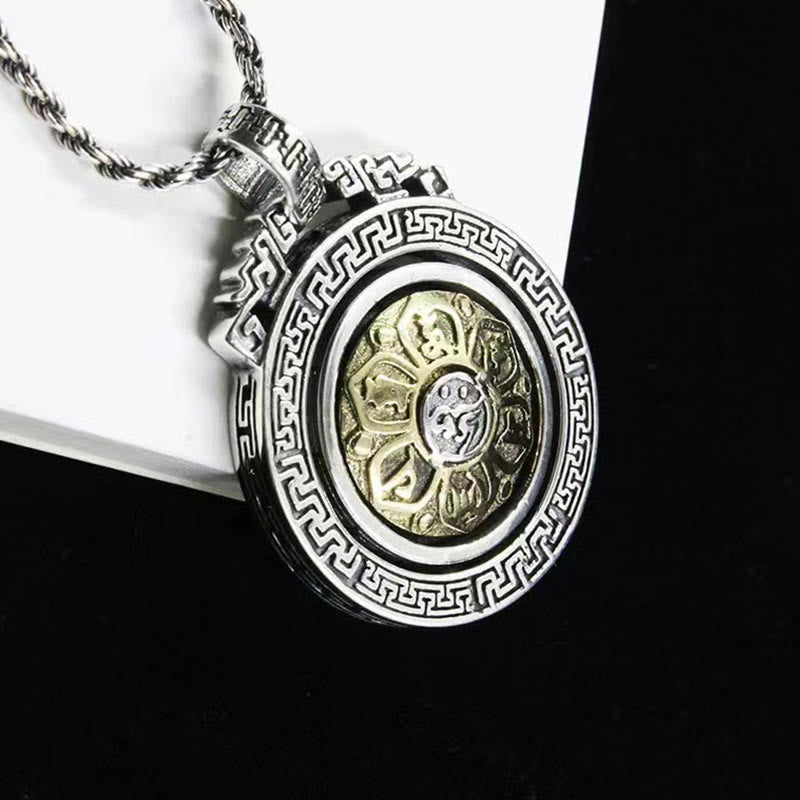 Fortune Jewel Tibetan Om Mani Padme Hum Double Dorje Vajra Rotatable Purity Peace Necklace Pendant