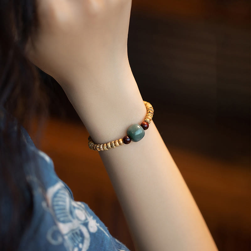 Fortune Jewel Bodhi Seed Small Leaf Red Sandalwood Wisdom Bracelet