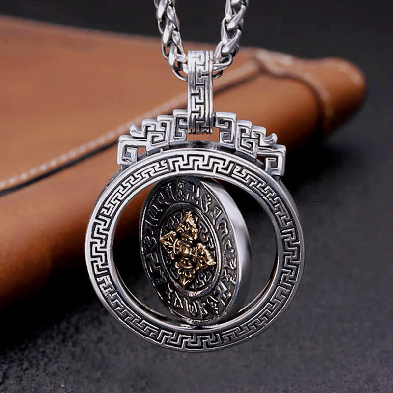 Fortune Jewel Tibetan Om Mani Padme Hum Double Dorje Vajra Rotatable Purity Peace Necklace Pendant