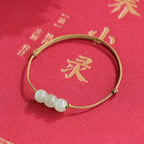 Fortune Jewel Three Beads Jade Luck String Weave Bracelet
