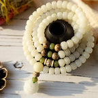 Buddha Stones "Hoping for Serenity and Mindfulness" Bodhi Lotus Mala Includes Gift Message Card Fortune Jewel