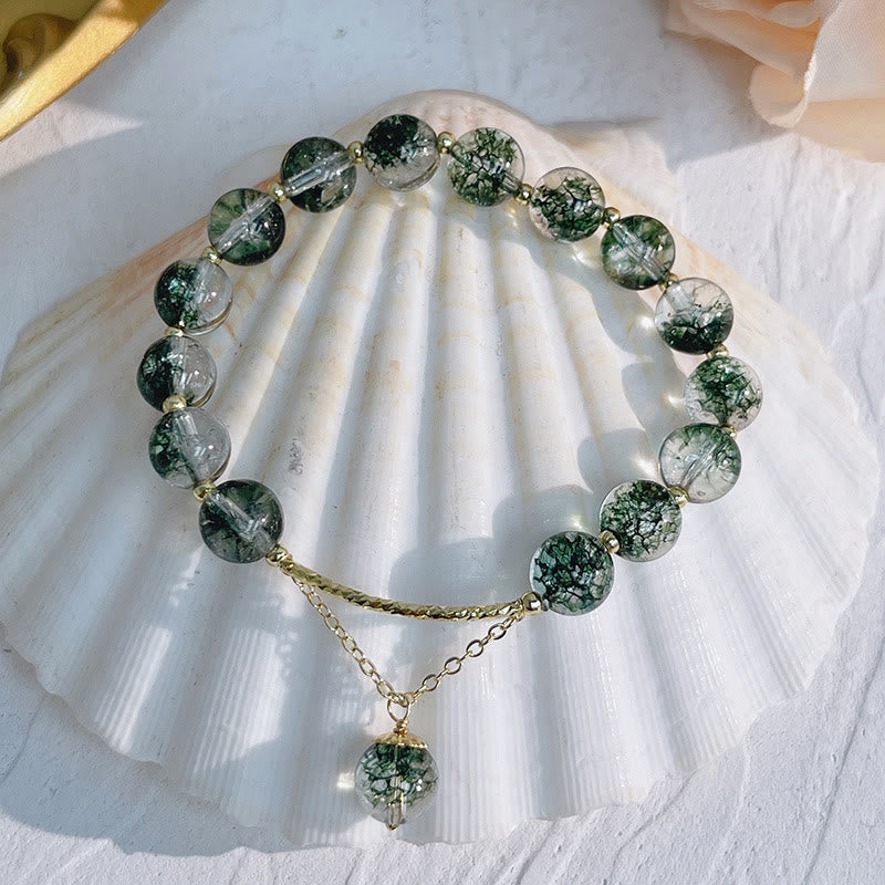 Fortune Jewel Green Phantom Crystal Confidence Charm Bracelet