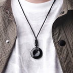 Fortune Jewel Lucky Coin Pendant Healing Crystal Gemstone Necklace