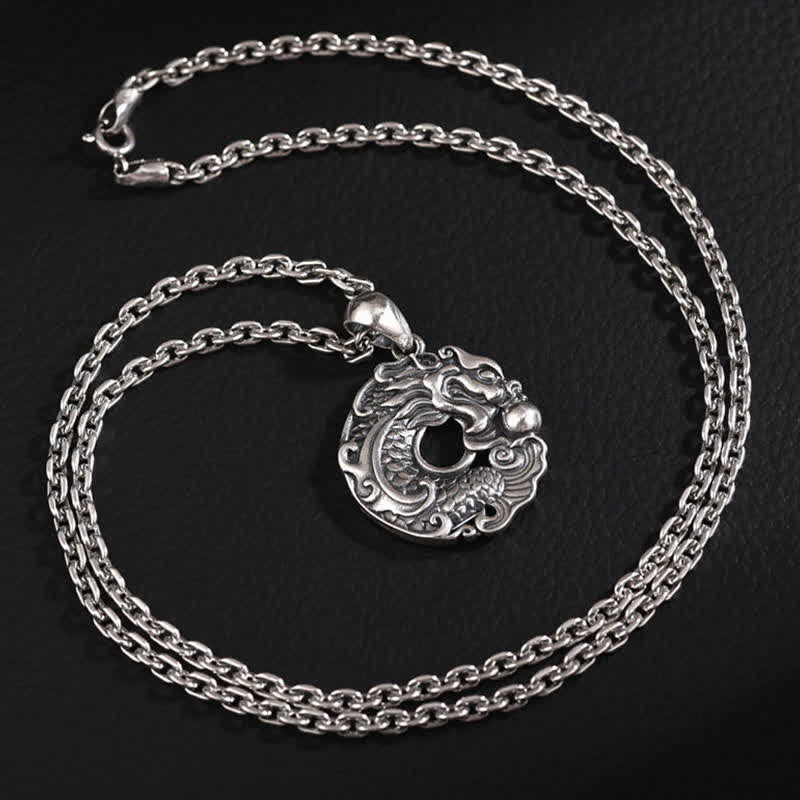 Fortune Jewel Koi Fish Dragon Peace Buckle Wealth Necklace Pendant Fortune Jewel