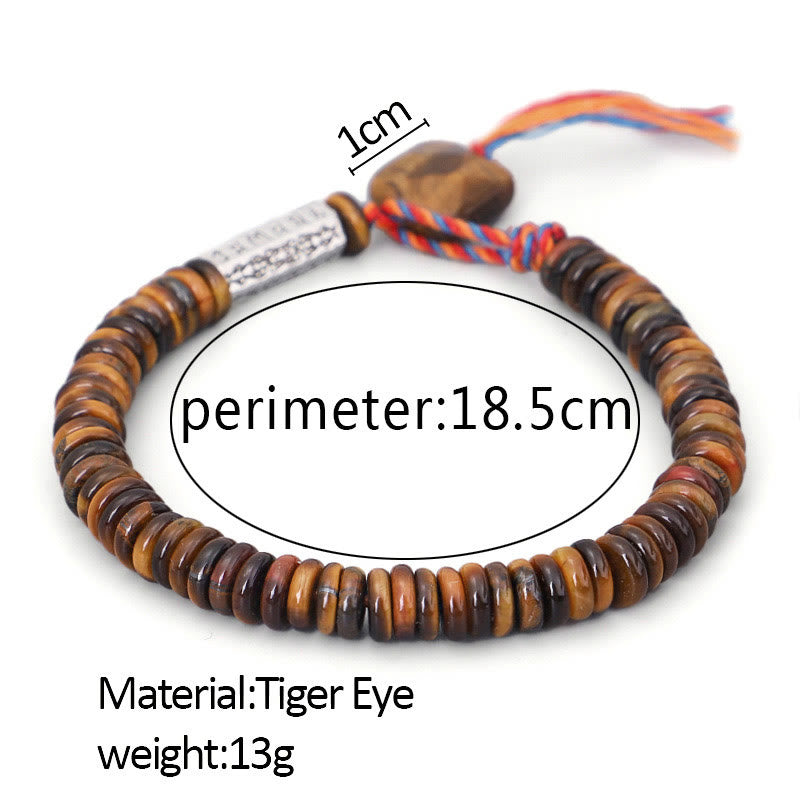 Fortune Jewel Tibetan Tiger Eye Om Mani Padme Hum Protection Power Bracelet