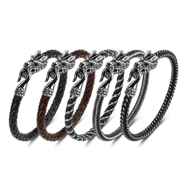 Fortune Jewel Dragon Titanium Steel Protection Luck Bracelet Fortune Jewel