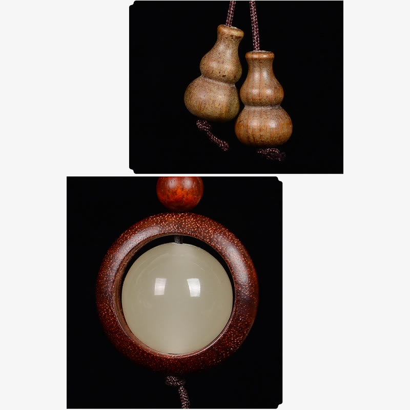 Fortune Jewel Red Sandalwood Ebony Wood Green Sandalwood Luminous Lucky Bead Gourd Peace Key Chain