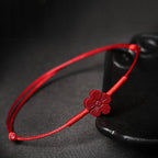 Fortune Jewel Handmade Plum Blossom Four Leaf Clover PiXiu Lotus Koi Fish Cinnabar Blessing Braid Bracelet