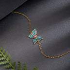 Fortune Jewel 925 Sterling Silver Butterfly Zircon Love Chain Bracelet