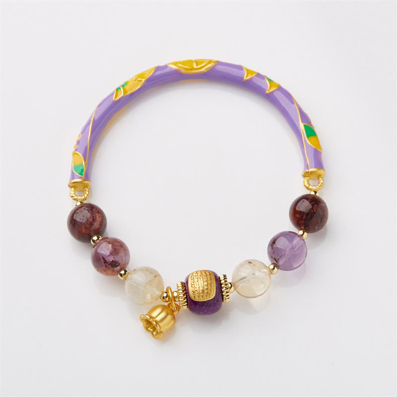 Fortune Jewel Purple Phantom Purple Jade Scripture Citrine Love Wisdom Bracelet Bangle