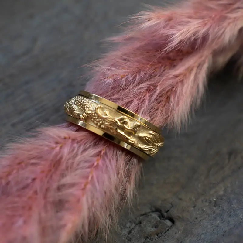 Fortune Jewel Dragon Titanium Steel Stimulation Rotatable Ring Fortune Jewel