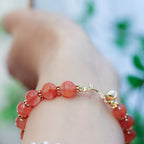 Fortune Jewel Natural Red Agate Rose Confidence Calm Chain Bracelet