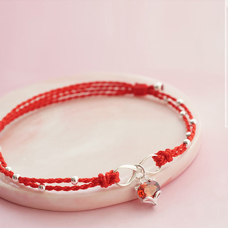 Fortune Jewel Love Heart Infinity Symbol Braided String Anklet