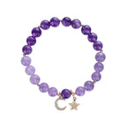 Fortune Jewel Amethyst Crystal Moon Star Healing Bracelet
