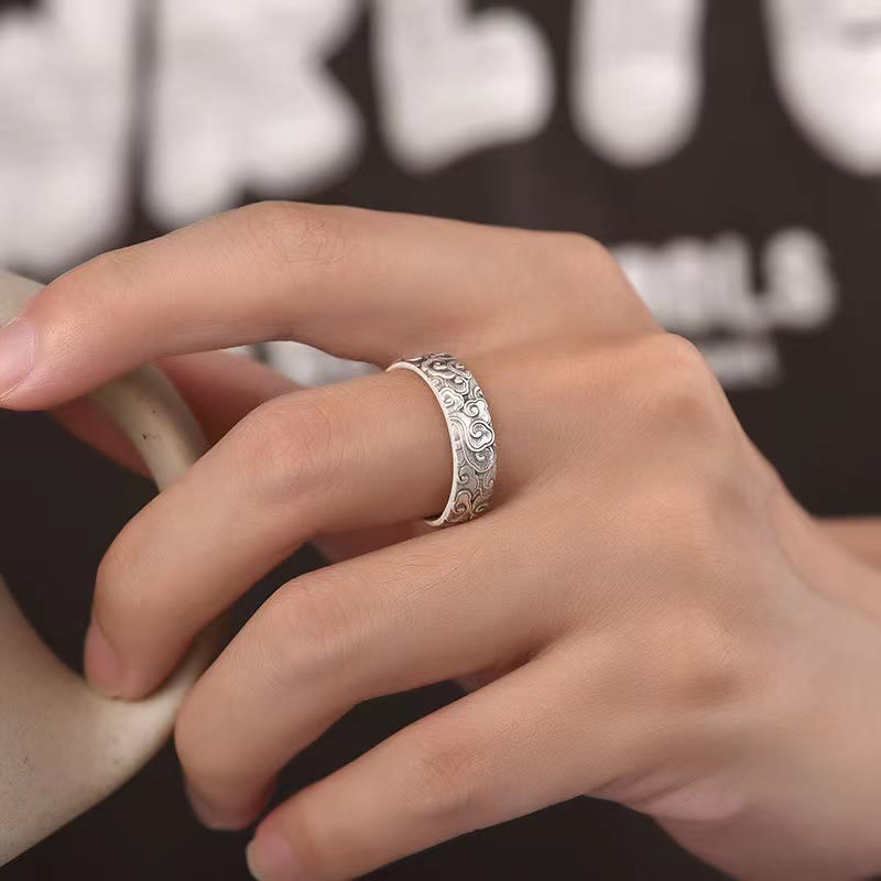 Fortune Jewel Vintage Auspicious Clouds Pattern Luck Ring