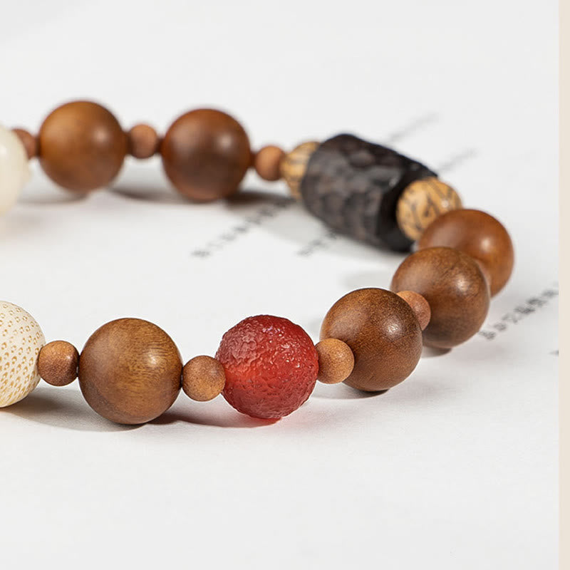 Fortune Jewel Lightning Strike Wood Bodhi Seed Cat Paw Claw Auspiciousness Protection Tassel Bracelet