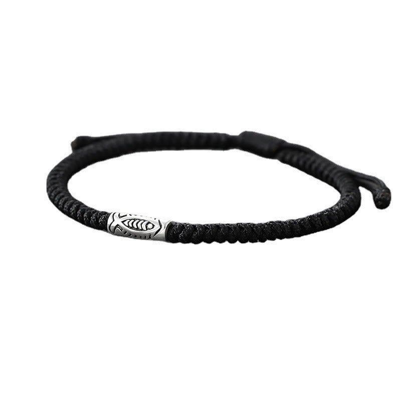 Fortune Jewel Tibet Koi Fish Wealth Black String Bracelet