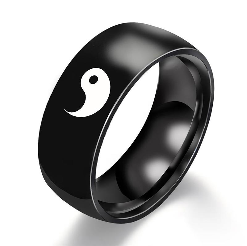 Fortune Jewel Yin Yang Balance Titanium Steel Couple Ring Fortune Jewel