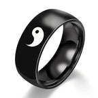 Fortune Jewel Yin Yang Balance Titanium Steel Couple Ring Fortune Jewel