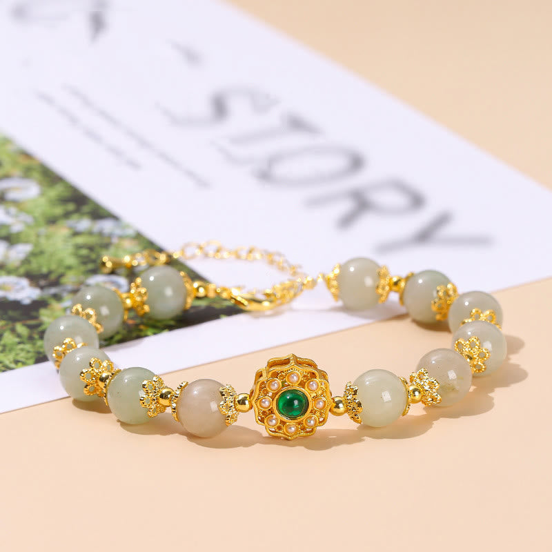 Fortune Jewel Natural Jade Prosperity Bead Chain Bracelet