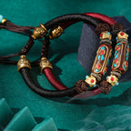Fortune Jewel Handmade Tibetan Turquoise Om Mani Padme Hum Strength Braided Bracelet