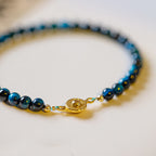 Fortune Jewel Natural Blue Tiger Eye Stone Protection Chain Bracelet
