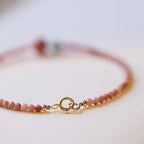 Fortune Jewel 14K Gold Plated Natural Rhodonite Loving Energy Chain Bracelet