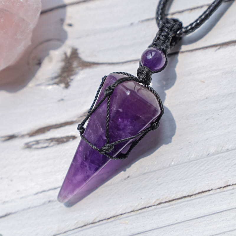 Fortune Jewel Natural Stone Pointed Pendant Necklace