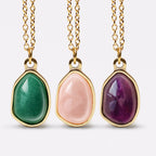 Fortune Jewel Natural Green Aventurine Amethyst Rose Quartz Blessing Necklace Pendant