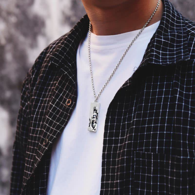 Fortune Jewel Tathagata Buddha Strength Protection Amulet Lucky Vintage Style Pendant Necklace Fortune Jewel
