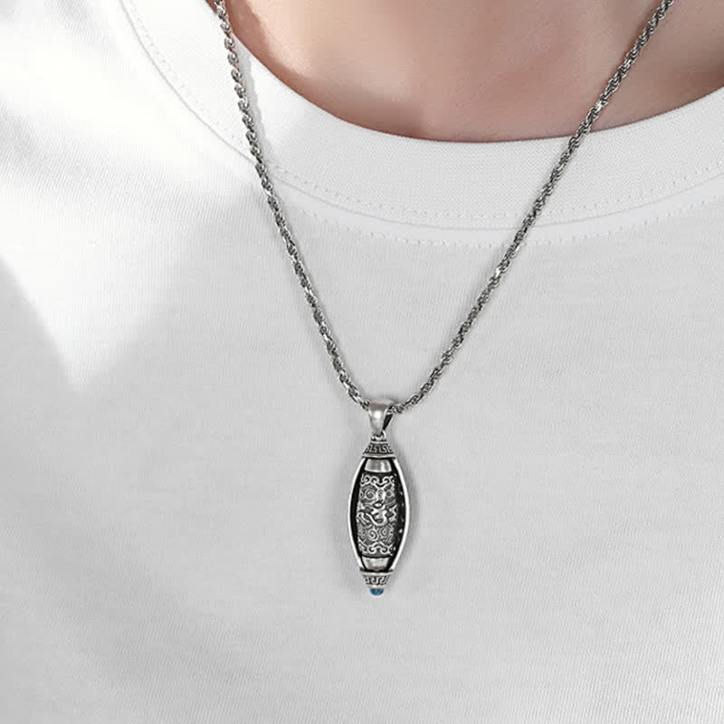 Fortune Jewel Tibet Om Mani Padme Hum Protection Necklace Rotatable Pendant