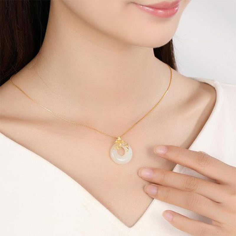 Fortune Jewel Tibetan White Jade Calm Necklace