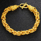 Fortune Jewel 24k Gold Plated Double Headed Dragon Protection Bracelet Fortune Jewel