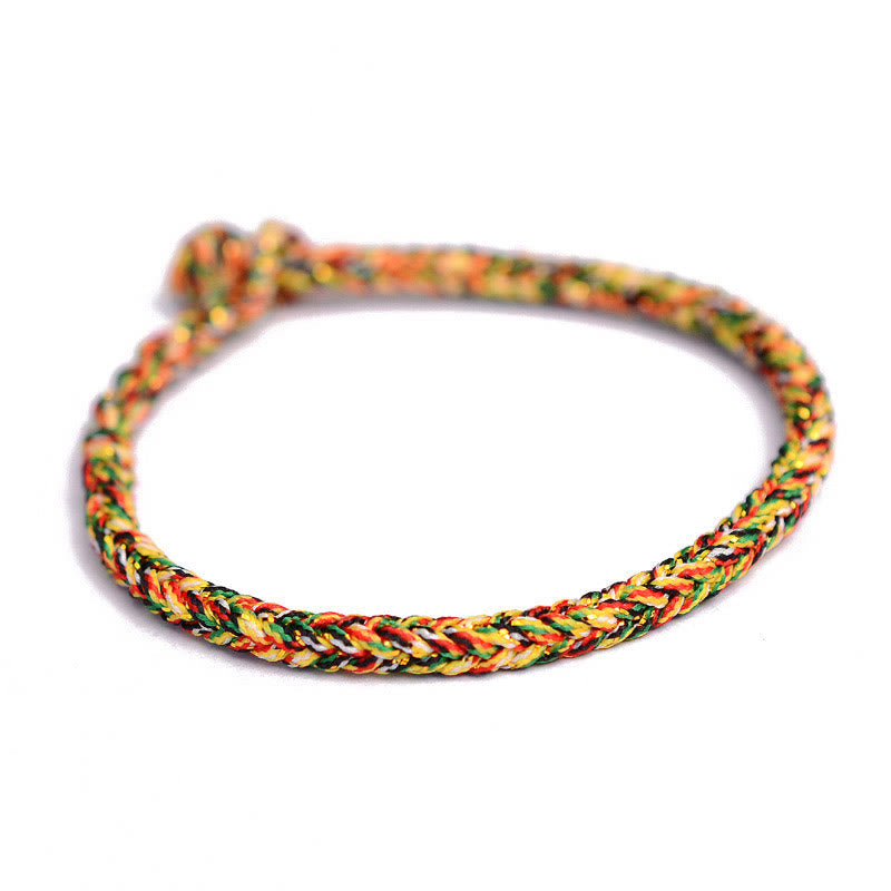 Fortune Jewel Tibetan Handmade Eight Thread Peace Knot Protection Braided String Bracelet