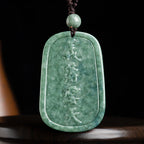 Fortune Jewel Natural Jade Guan Gong Amulet Wealth Necklace Pendant