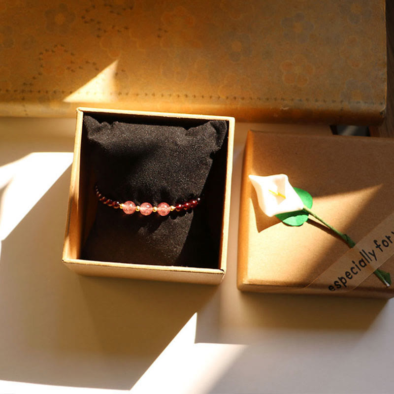 Fortune Jewel Natural Garnet Strawberry Quartz Calm Bracelet