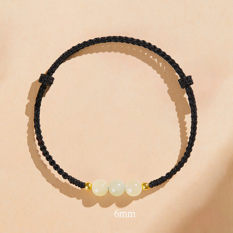 Fortune Jewel Handcrafted Round Jade Lucky Bead Prosperity Braided Bracelet