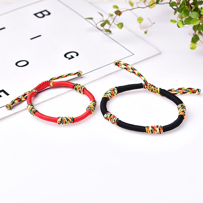 Fortune Jewel Tibetan Handmade Colorful King Kong Knot Lucky Protection Braid String Bracelet