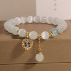 Fortune Jewel Cat's Eye Crystal Heart Zircon Charm Peace Love Bracelet