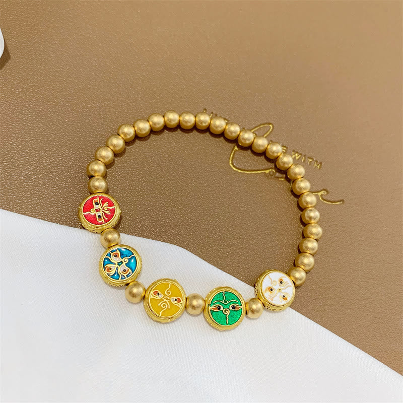 Fortune Jewel Tibetan Five God Of Wealth Copper Beads Luck Bracelet