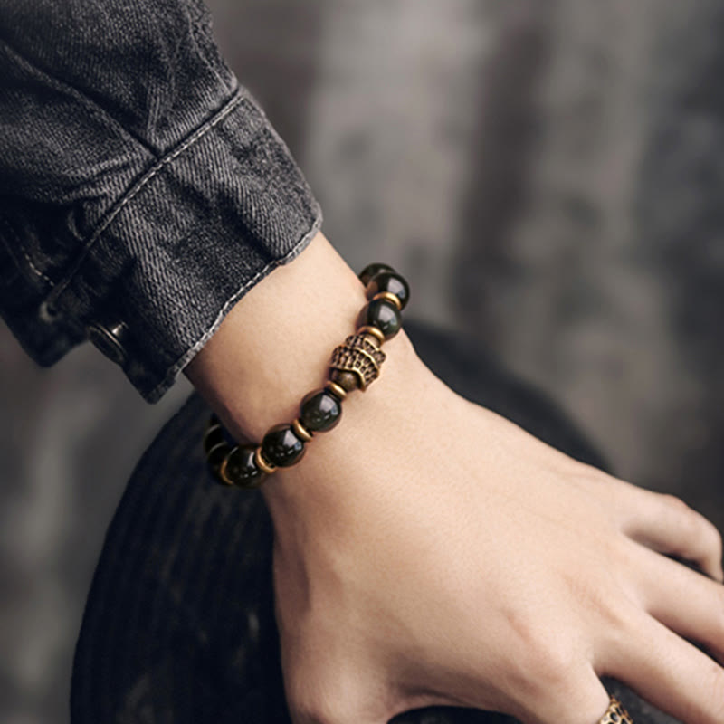 Fortune Jewel Rainbow Obsidian Copper Love Healing Bracelet