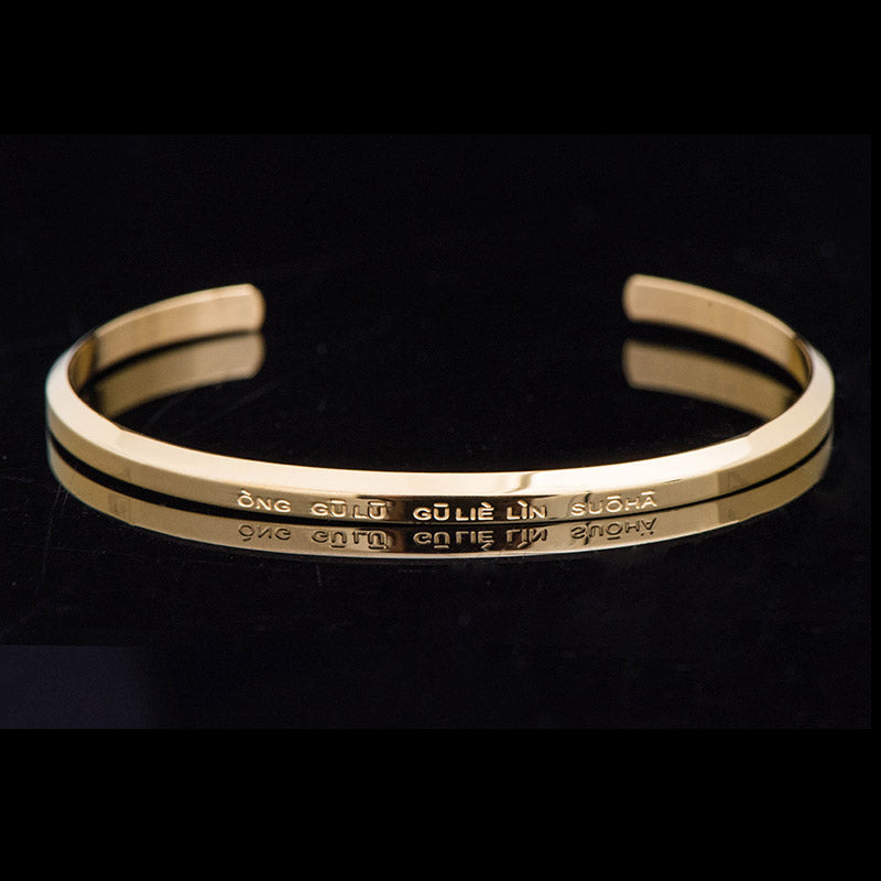 Fortune Jewel Six True Words Engraving Titanium Steel Blessing Protection Bracelet