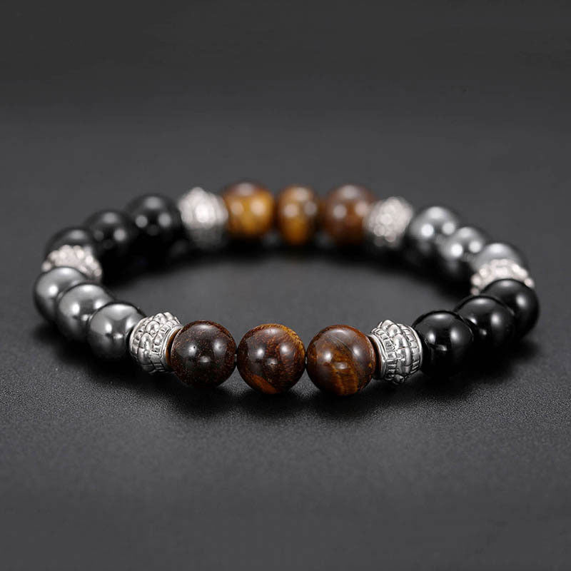 Fortune Jewel Tiger Eye and Hematite Good Luck and Healing Bracelet