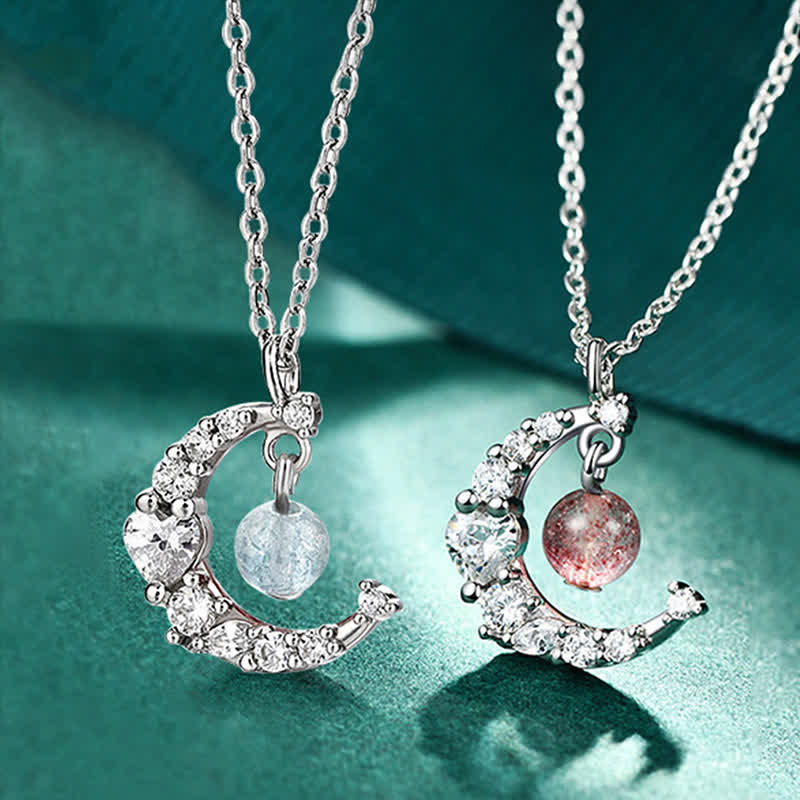 Fortune Jewel Strawberry Quartz Blue Crystal Love Healing Necklace