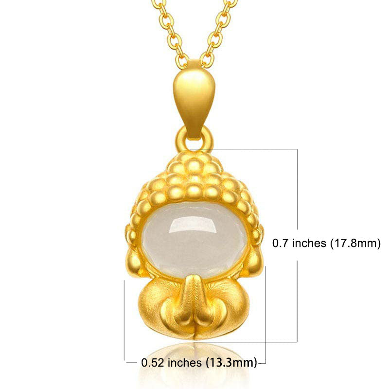 Fortune Jewel White Jade Buddha Success Pendant Necklace